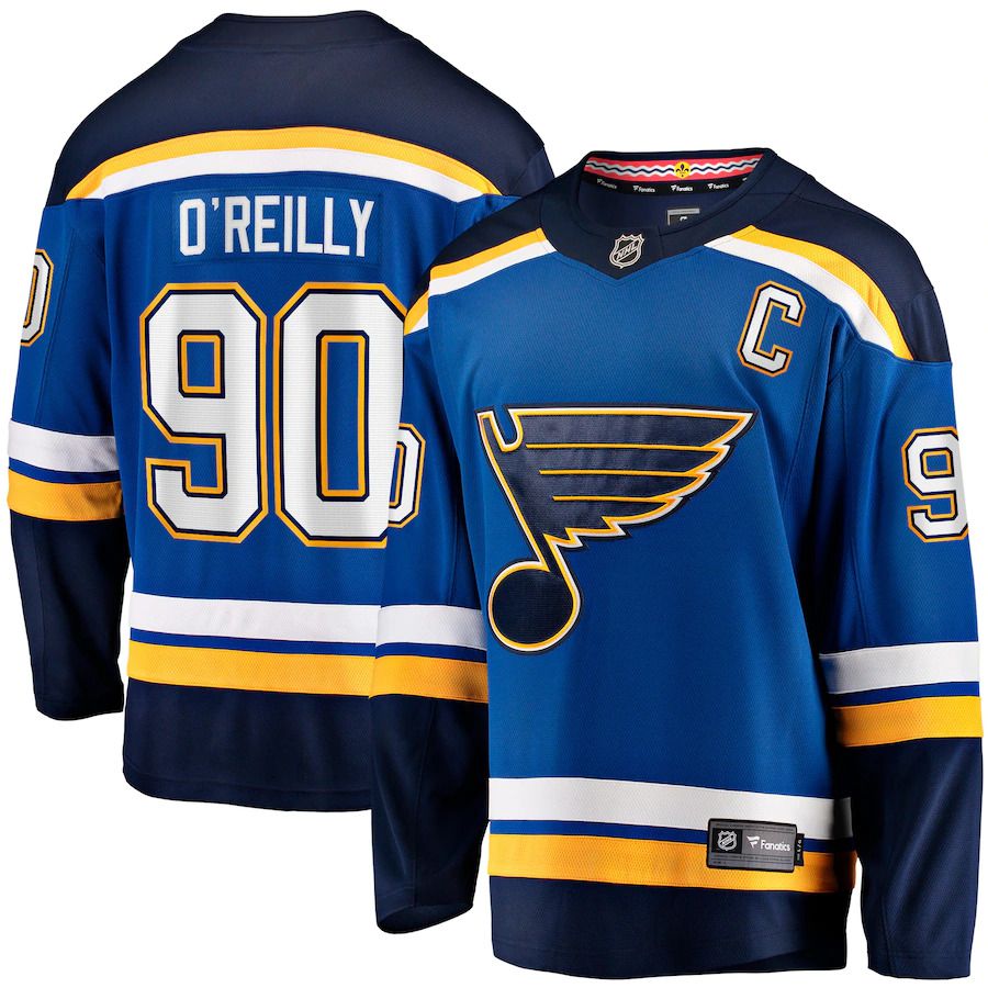Men St. Louis Blues #90 Ryan OReilly Fanatics Branded Blue Home Captain Premier Breakaway Player NHL Jersey->st.louis blues->NHL Jersey
